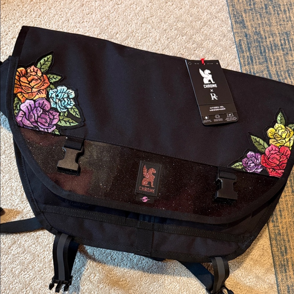 Chrome Black Floral Laptop Bag